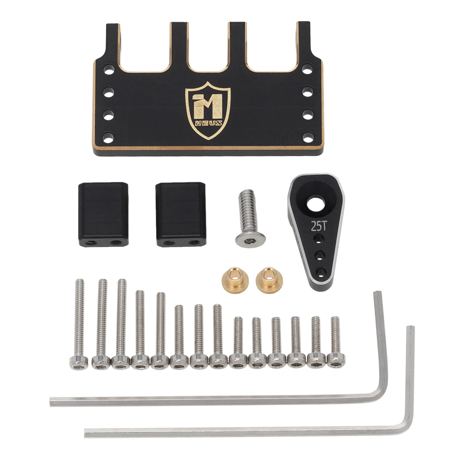 MEUS Racing Adjustable Brass Servo Mount With Steering Horn for 1/24 SCX24 C10 JLU Bronco
